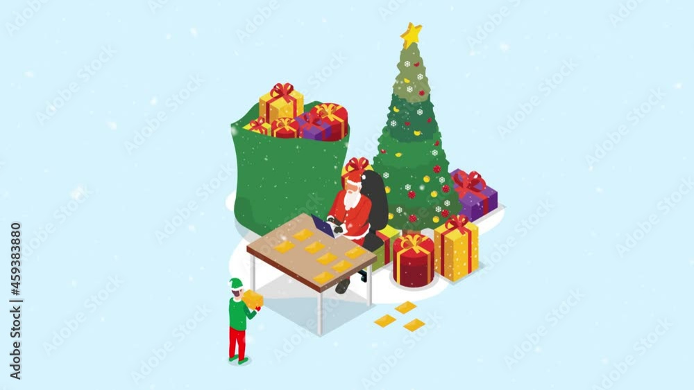 Santa claus using laptop to answer letter from kids Santa claus using laptop to answer letter from kids