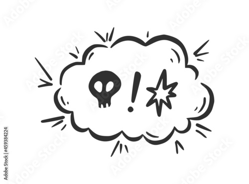 Swear word speech bubble. Curse, rude, swear word for angry, bad, negative expression. Hand drawn doodle sketch style. Vector illustration isolated on white background.