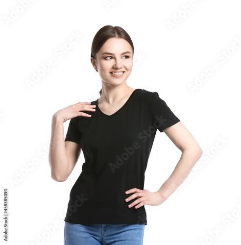 Young woman in modern t-shi...