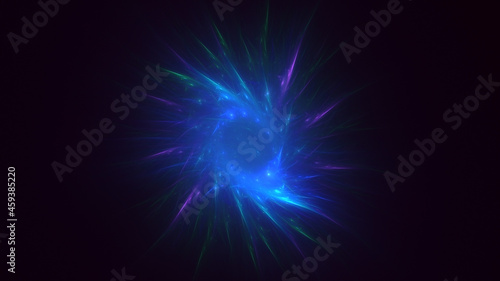 3D rendering abstract blue fractal light background