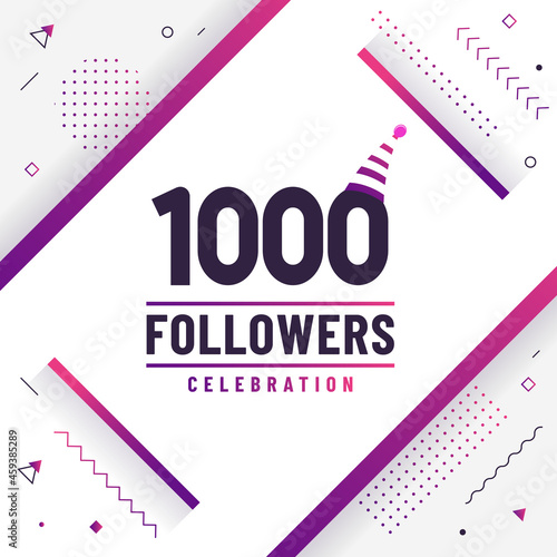 Thank you 1000 followers, 1K followers celebration modern colorful design.