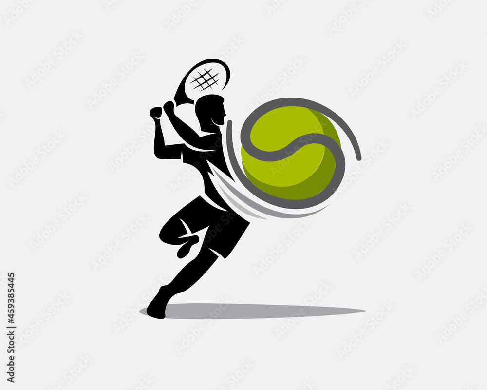 silhouette tennis player shoot ball logo template illustration Stock Vector  | Adobe Stock