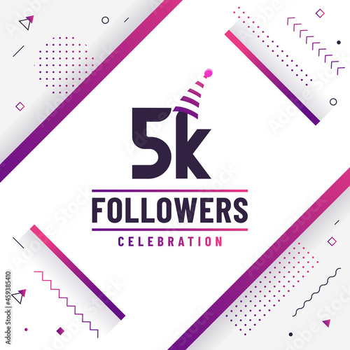 Thank you 5K followers, 5000 followers celebration modern colorful design.