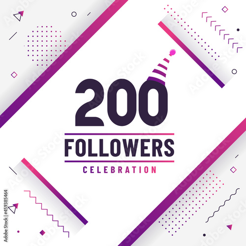 Thank you 200 followers celebration modern colorful design.