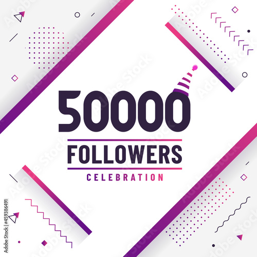 Thank you 50000 followers, 50K followers celebration modern colorful design.