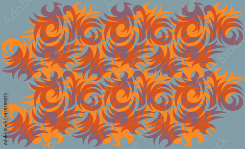 Abstract blue orange background with flowers. Modern concept illustration