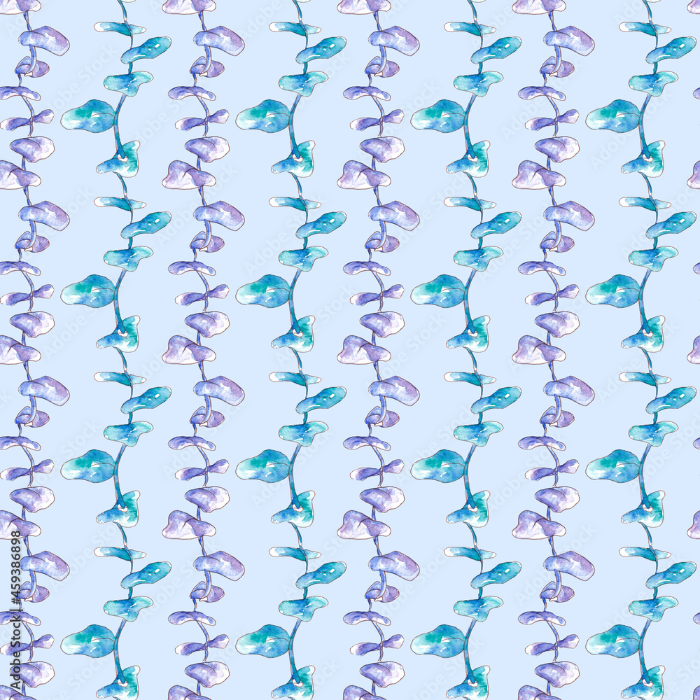 Fototapeta premium Hand drawn watercolor winter seamless pattern with plant. Botanic illustration.