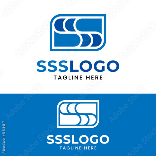 Monogram Letter Initial SSS in Blue Color Logo Design Template. Suitable for General Business Company Corporate Brand Simple Unique Modern Logo Design.
