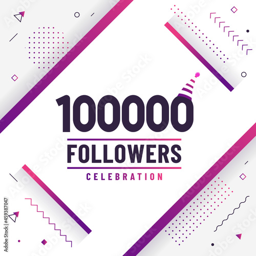 Thank you 100000 followers, 100K followers celebration modern colorful design.
