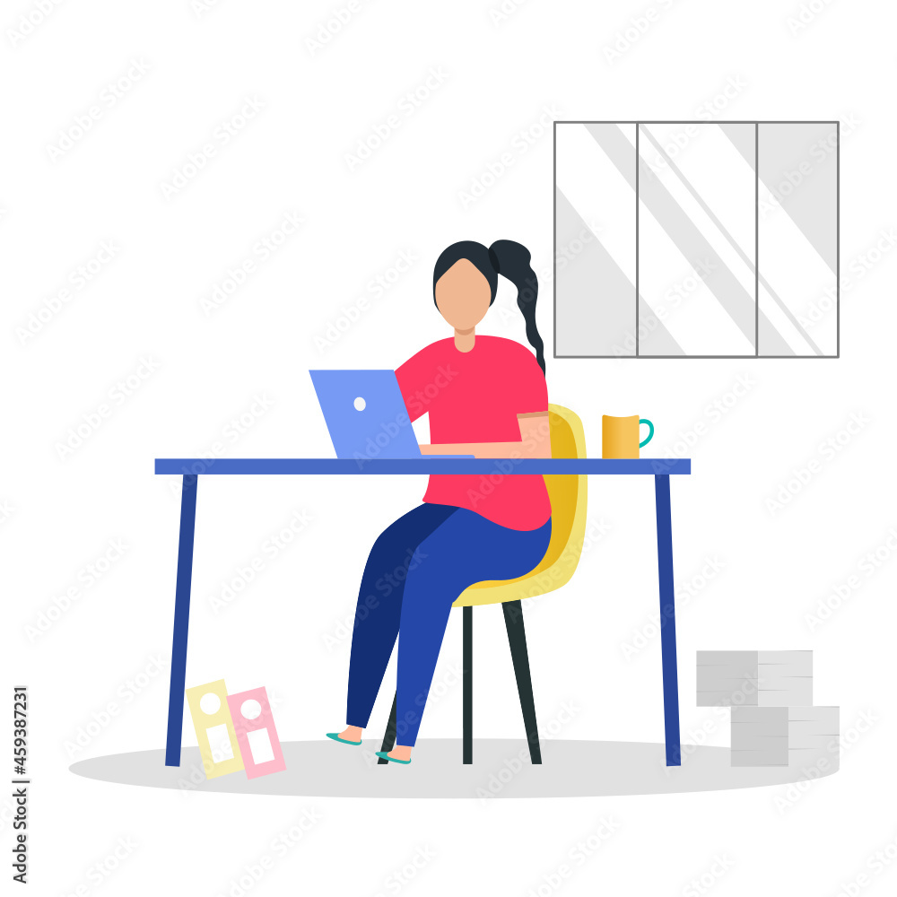 Lady working online.vector design.freelance working. Lady working online.vector design.freelance working.