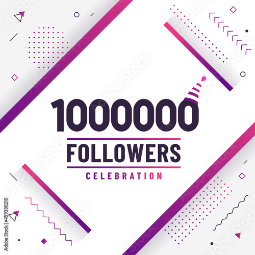 Thank you 1000000 followers, 1M followers celebration modern colorful design.