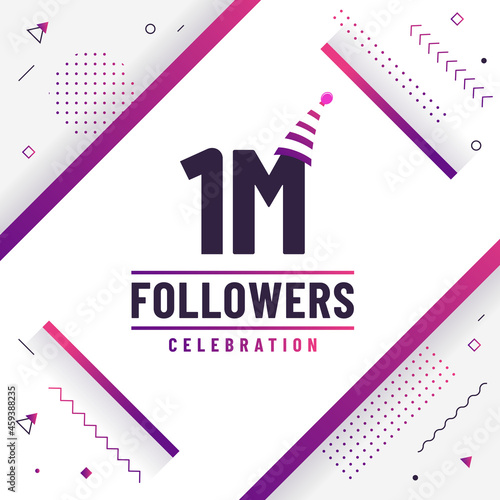 Thank you 1M followers, 1000000 followers celebration modern colorful design.