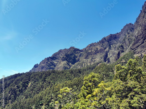 Mountainside in the national park called "Caldera de Taburiente" on the Island of La Palma, Canaries, Spain