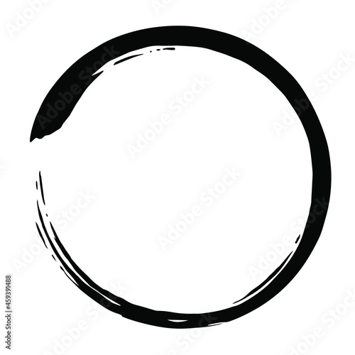 Zen Circle Black Enso Brush Vector Art Icon Design photo