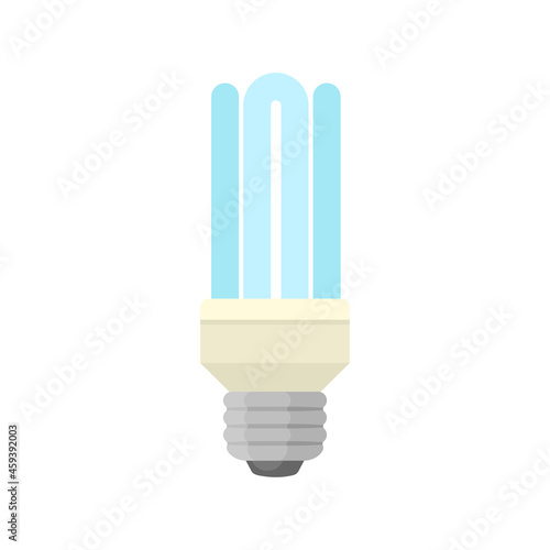 LED blue light lamp bulb vector colorful icon, isolated on white background