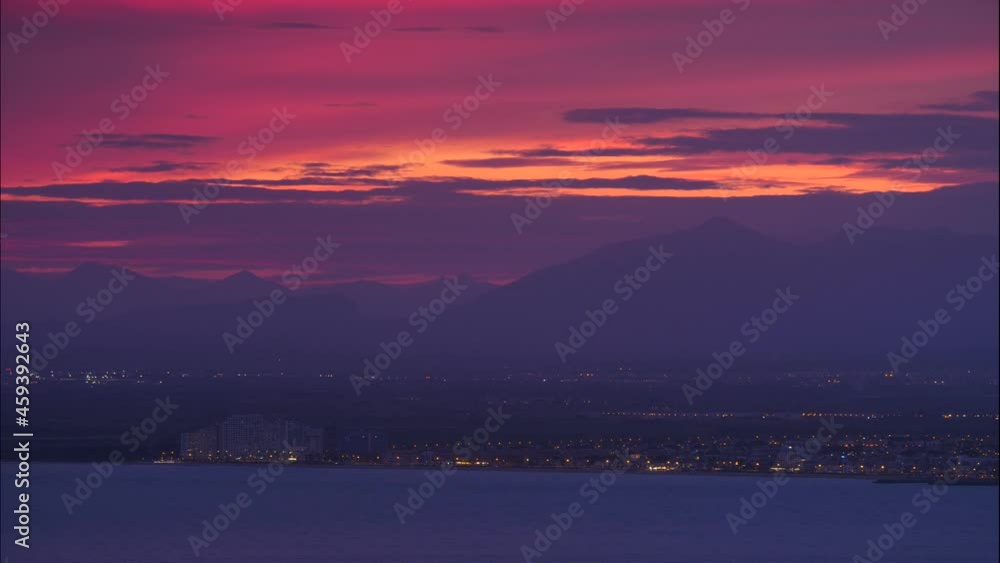 Evening time lapse of clouds over Gulf of Roses, Mediterranean Sea coastline, province Girona, north of Catalonia, Spain. Evening time lapse of clouds over Gulf of Roses, Mediterranean Sea coastline, province Girona, north of Catalonia, Spain.