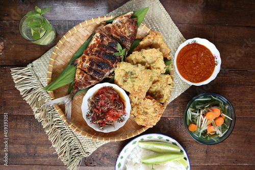 Indonesian traditional grilled fish lunch menu