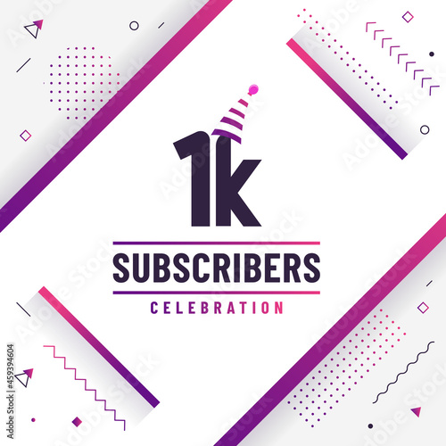 Thank you 1K subscribers, 1000 subscribers celebration modern colorful design.