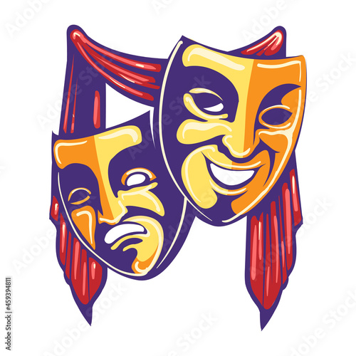 Theater Masks Retro Emblem