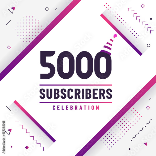 Thank you 5000 subscribers, 5K subscribers celebration modern colorful design.