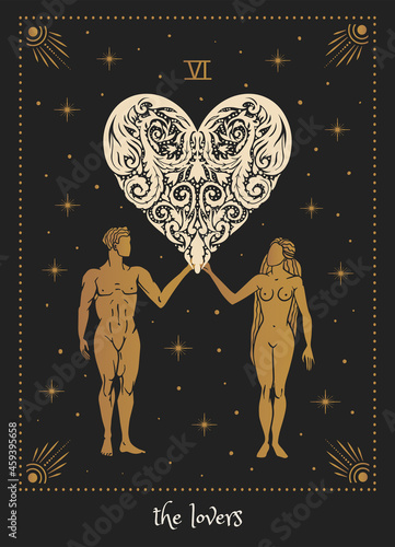 tarot card the lovers, Occult, fortune telling, tapestry