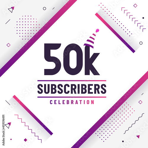 Thank you 50K subscribers, 50000 subscribers celebration modern colorful design. photo