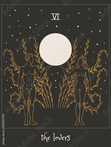 tarot card the lovers, Occult, fortune telling, tapestry