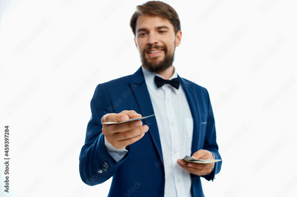 businessmen dollars millionaire light background businessmen dollars millionaire light background