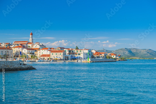 Old coastal town of Betina on Murter island in Dalmatia, Croatia. Adriatic seascape.