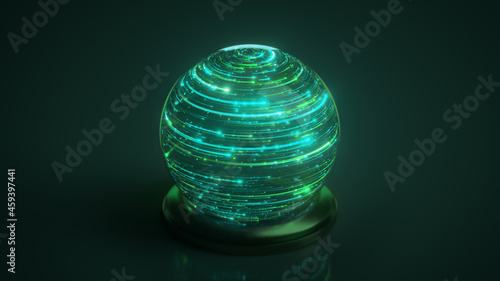 Glow green magical crystal ...