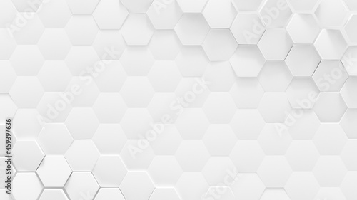 Fototapeta Naklejka Na Ścianę i Meble -  White geometric hexagonal abstract background 3D render
