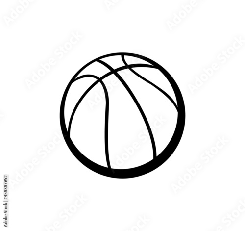 Basketball ball. Sports equipment for athletes. Isolated on white background. Symbol, icon. Monochrome Stencil Illustration Vector