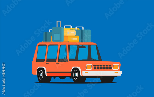 Vector illustration of a retro travel car