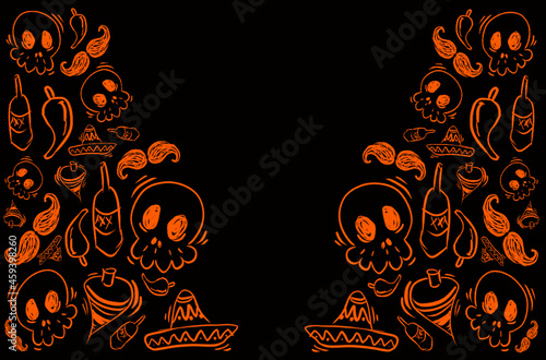 background october traditional mexican, skull and food