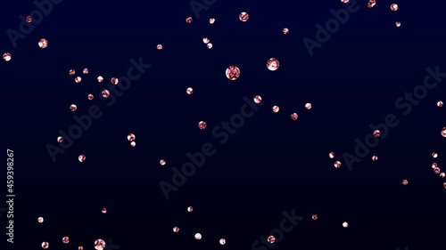 Pink gold jewels fall from the sky