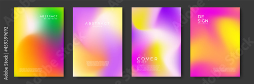 Blurred backgrounds set with modern abstract blurred color gradient patterns. Templates collection for brochures, posters, banners, flyers and cards. Vector illustration.
