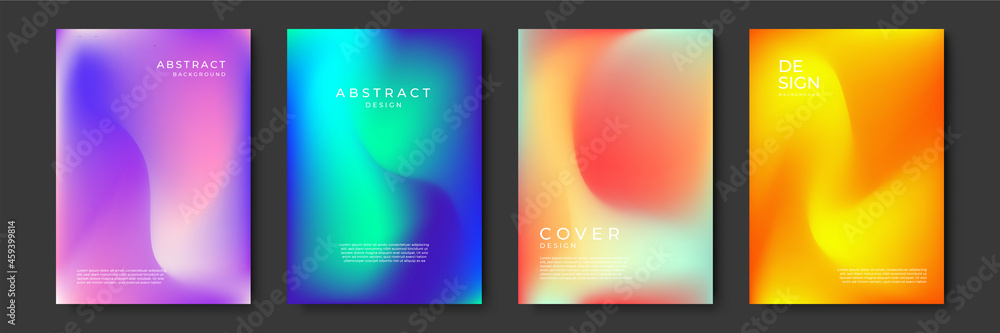 Blurred backgrounds set with modern abstract blurred color gradient patterns. Templates collection for brochures, posters, banners, flyers and cards. Vector illustration.