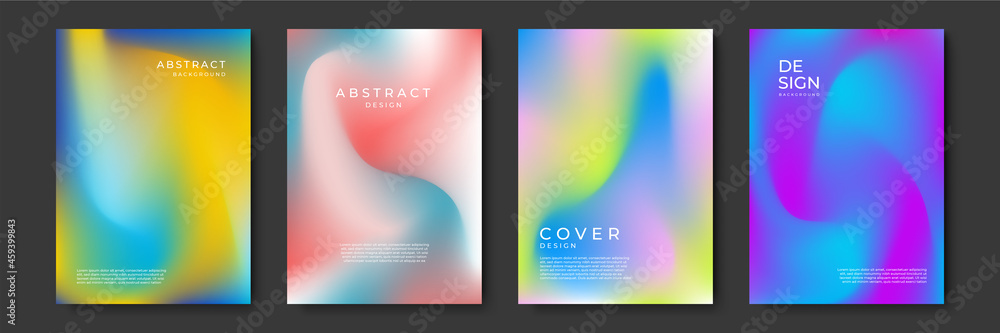 Blurred backgrounds set with modern abstract blurred color gradient patterns. Templates collection for brochures, posters, banners, flyers and cards. Vector illustration.