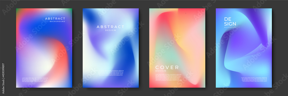 Blurred backgrounds set with modern abstract blurred color gradient patterns. Templates collection for brochures, posters, banners, flyers and cards. Vector illustration.