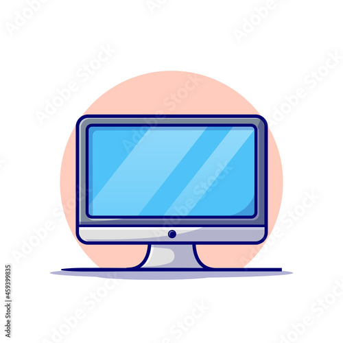 Computer Dekstop Monitor Cartoon Vector Icon Illustration. Technology Object Icon Concept Isolated Premium Vector. Flat Cartoon Style photo