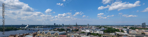 Panoramic view of Riga old town with gourgous clouds above