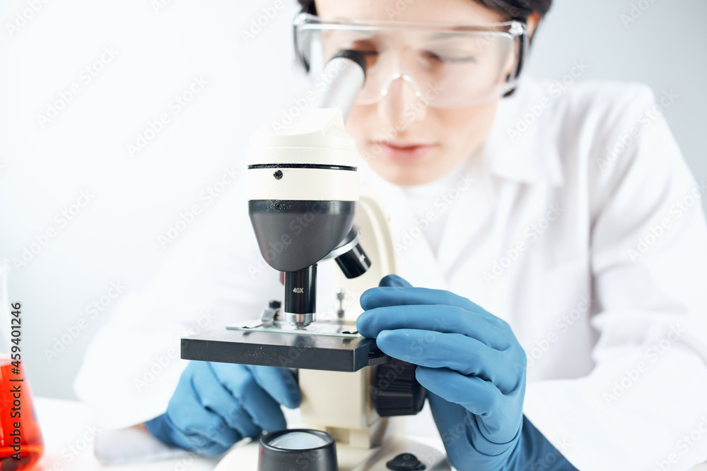 woman laboratory assistant microscope science professional analysis biotechnology woman laboratory assistant microscope science professional analysis biotechnology