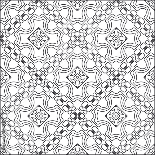 Design monochrome grating pattern,black and white patterns.Repeating geometric tiles from striped elements. black otnament. photo