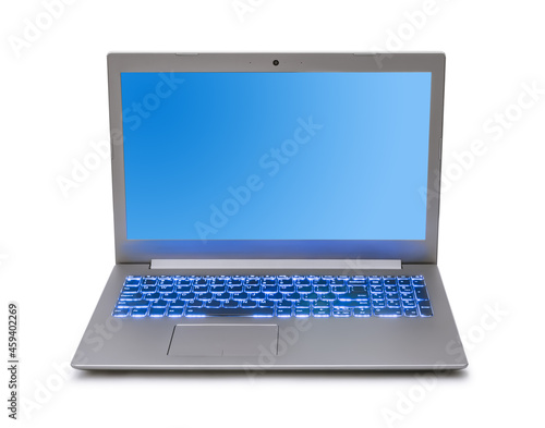 Notebook computer with blue keyboard backlight