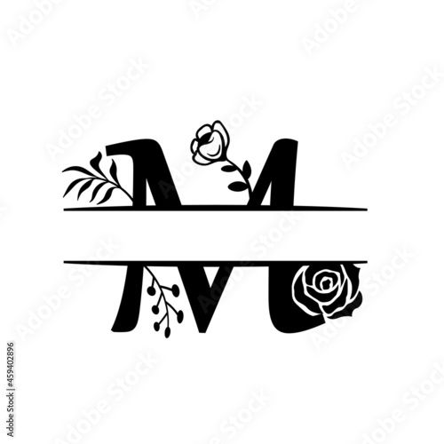 Initial M Decorative Monogram Split Letter Vector