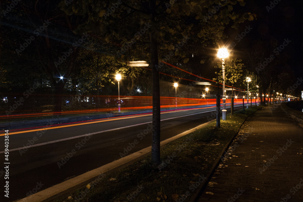 Fototapeta premium car light trails in the city