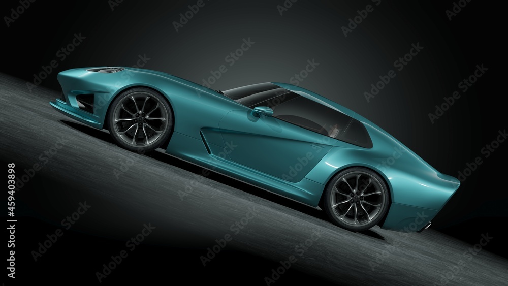 3D rendering of a brand-less generic concept car	
