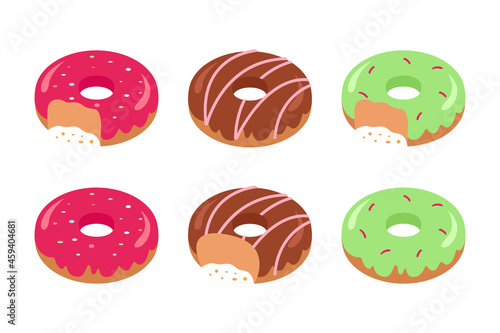 Glazed doughnuts with sprinkles. Donuts. Vector illustration.