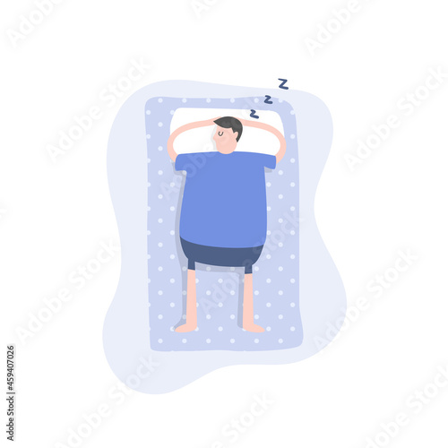 Man is sleeping in his bed cartoon character.
