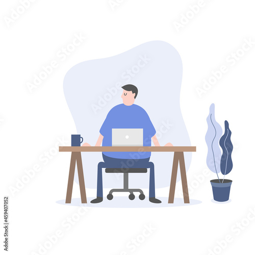 Man is sleeping in his bed cartoon character.